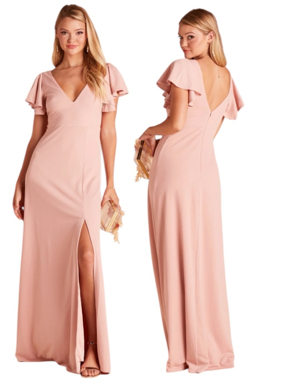 Birdy Grey Hannah Dusty Rose Crepe Bridesmaid Dress XL Formal Pink